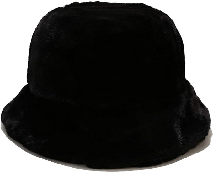 Umeepar Winter Faux Fur Bucket Hat Fluffy Warm Hat for Women Men | Amazon (US)