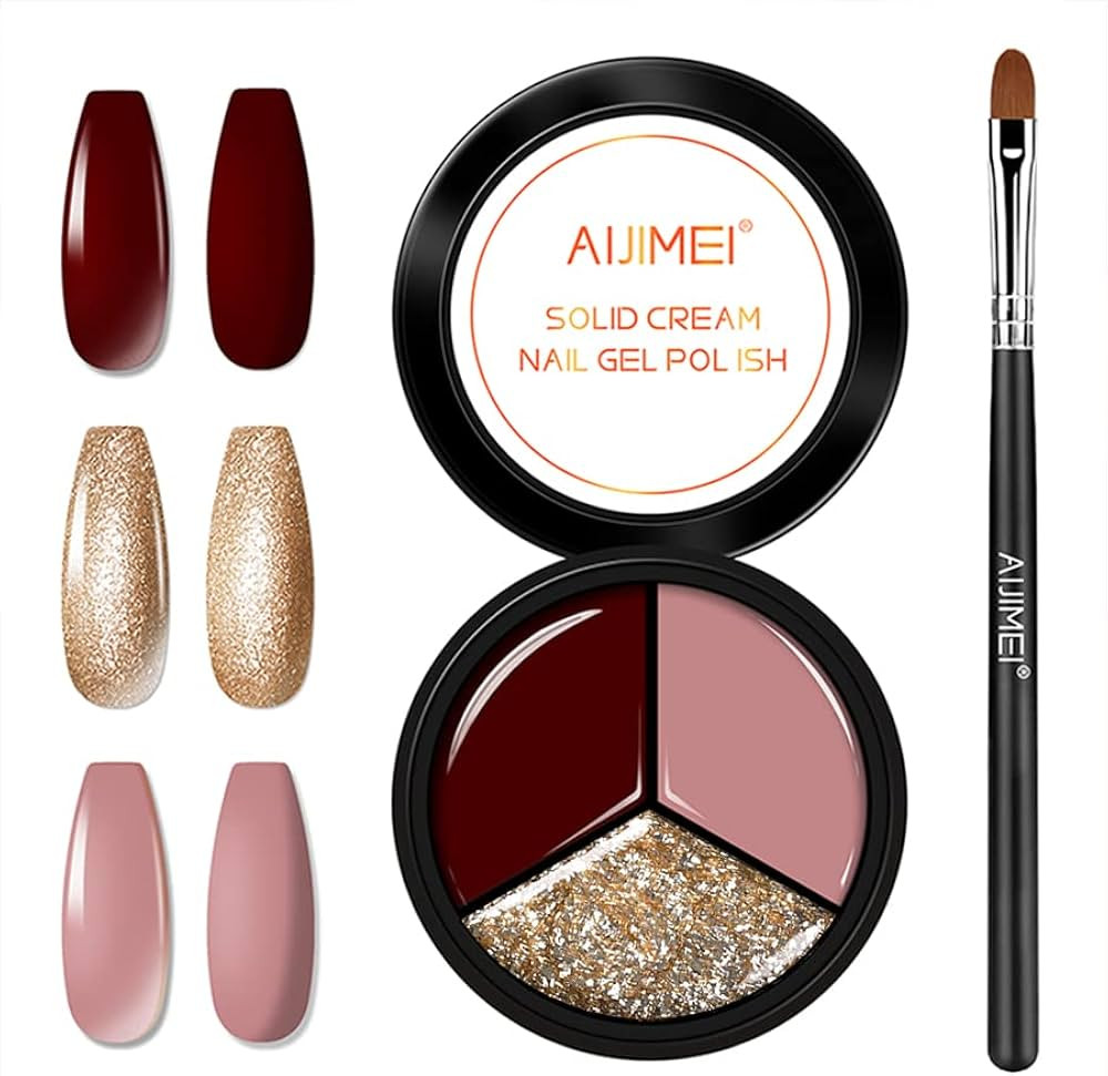 AIJIMEI 3in1 Solid Nail Polish Cream Gel Nail Polish Cream Nail Painting Gel Soak off Gel Nail Ar... | Amazon (US)