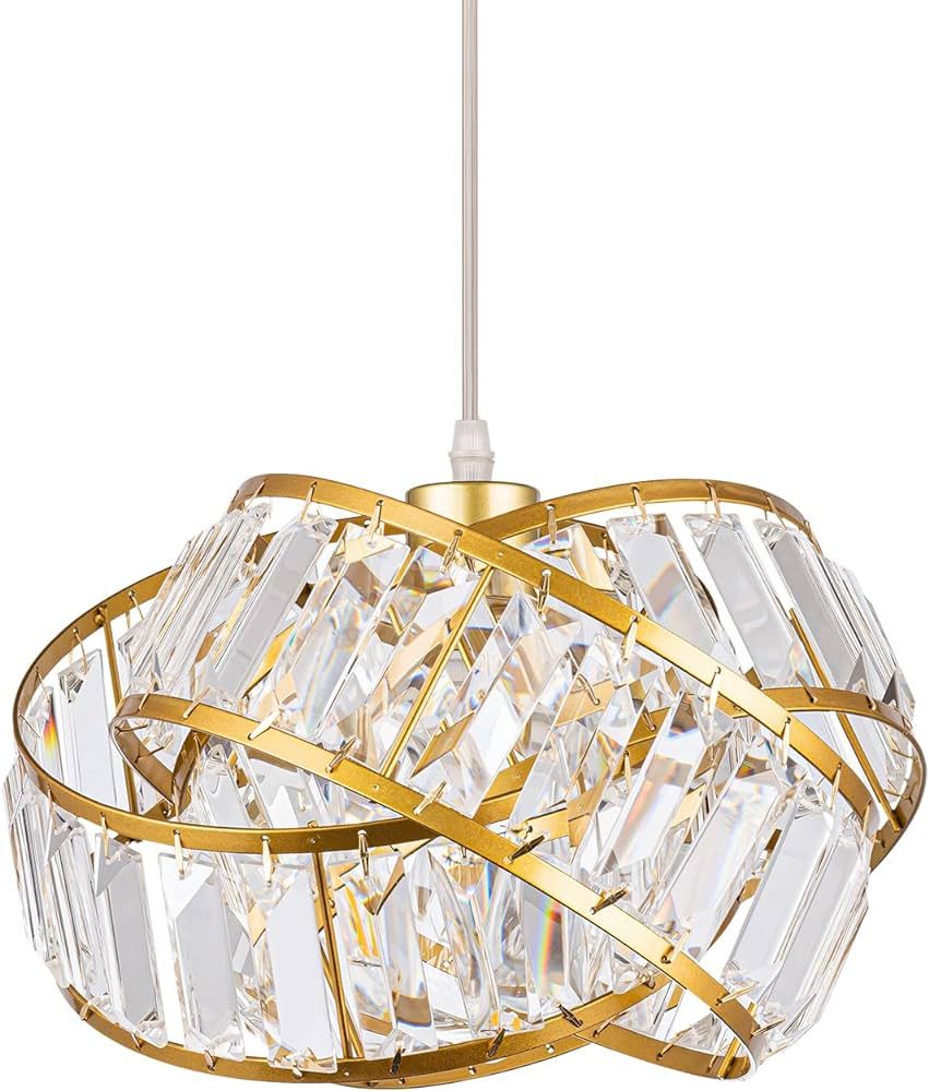 cloylinc Gold Crystal Pendant Light Modern Crystal Chandelier 1-Light Ceiling Light for Kitchen I... | Amazon (US)