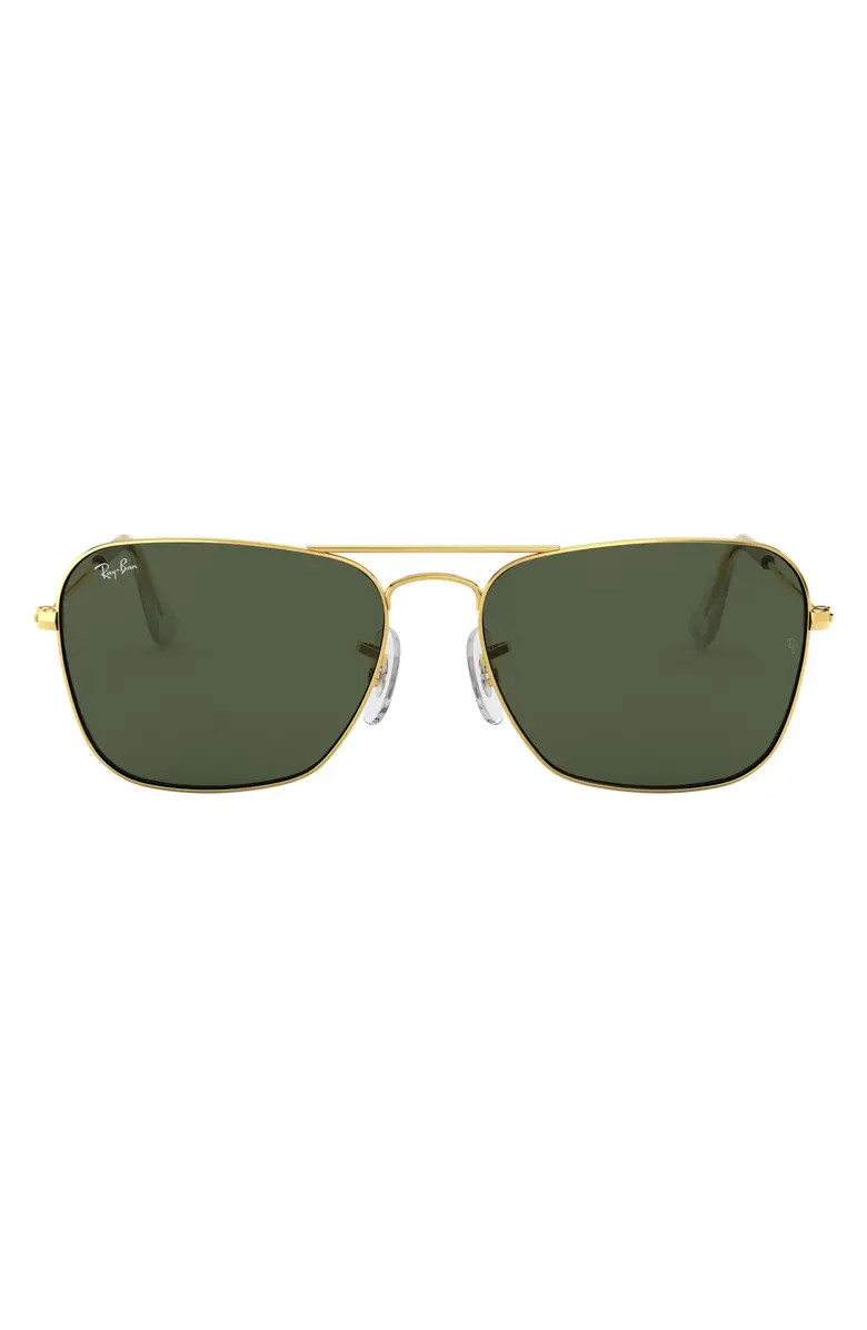 58mm Rectangle Aviator Sunglasses | Nordstrom