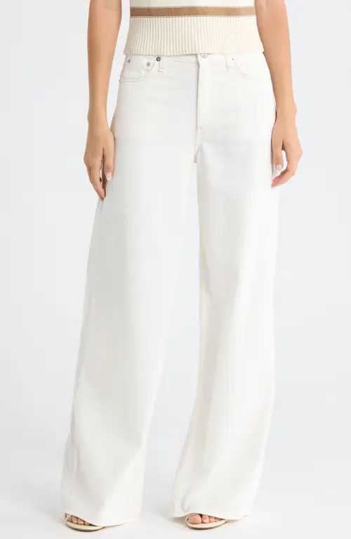 rag & bone Featherweight Sofie High Waist Wide Leg Jeans in White at Nordstrom, Size 27 | Nordstrom