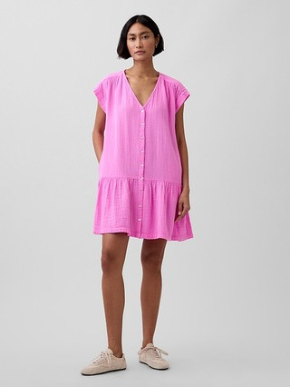Cotton Gauze V-Neck Tunic Dress | Gap (US)