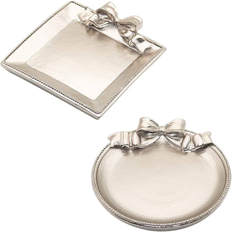 2 Pcs Vintage Decorative Tray Storage Tray Dish Plate Jewelry Tray Trinket Storage Plate Rings Ch... | Amazon (US)