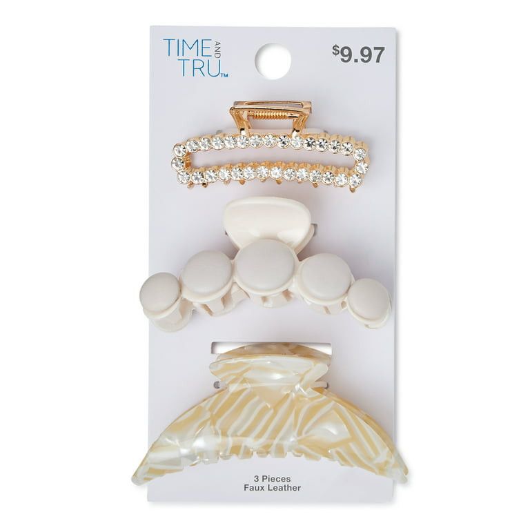 Time and Tru Women’s Claw Hair Clips, 3-Pack | Walmart (US)