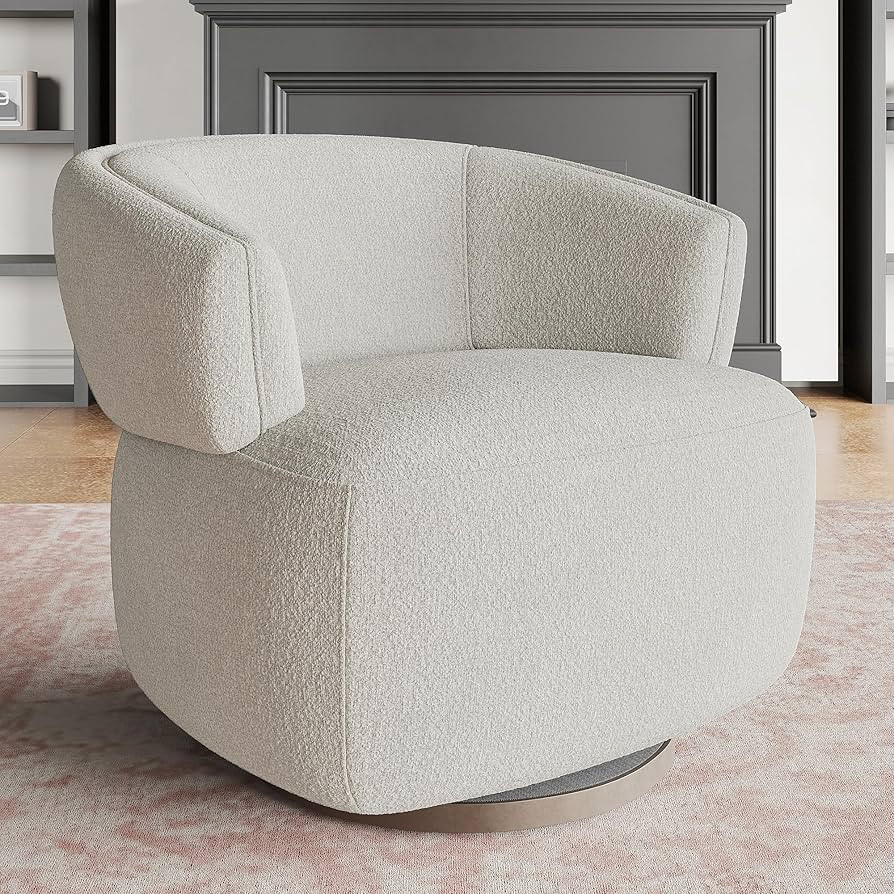 Swivel Accent Chair, Fully Assembled Round Barrel Chairs, Oversized Upholstered Armchair with 360... | Amazon (US)