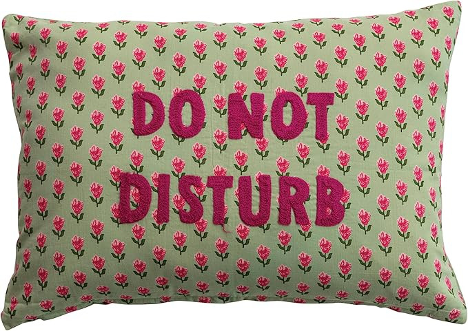 Amazon.com: Creative Co-Op Cotton Voile Printed Lumbar Pillow with Floral Pattern and “Do Not D... | Amazon (US)