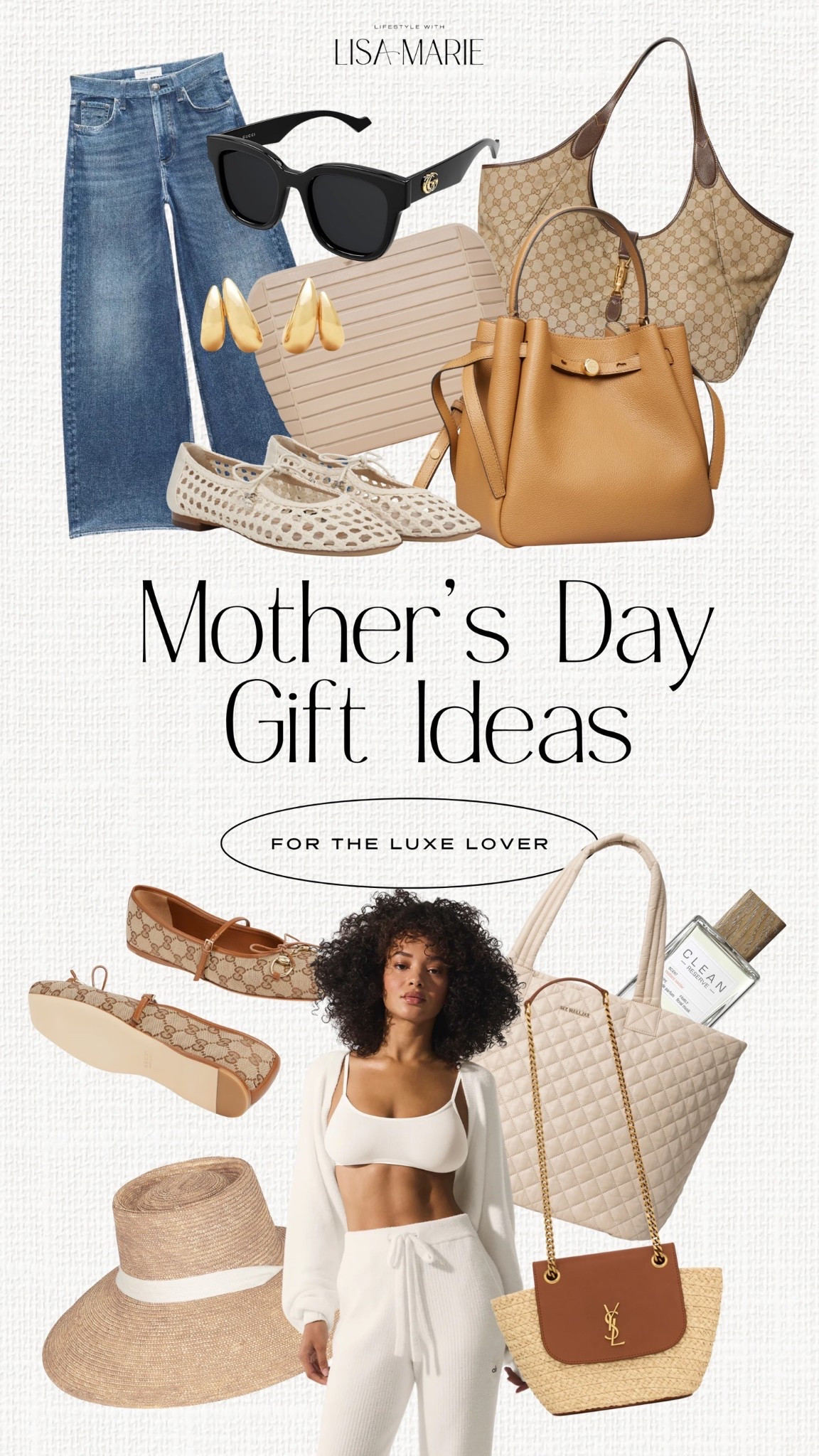 Mother's Day gift ideas for the lady who loves luxe things. Designer denim, handbags, totes, shoes, sunglasses, perfume and hats. Luxe loungewear and elevated casual outfits and accessories. 

#LTKootd #LTKMothersDay #LTKTravel
