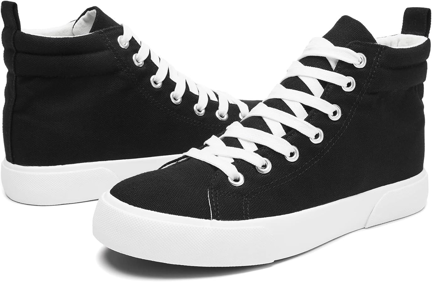 yageyan Womens High Top Canvas Sneakers Fashion Classic Shoes Comfortable White and Black Walking... | Amazon (US)
