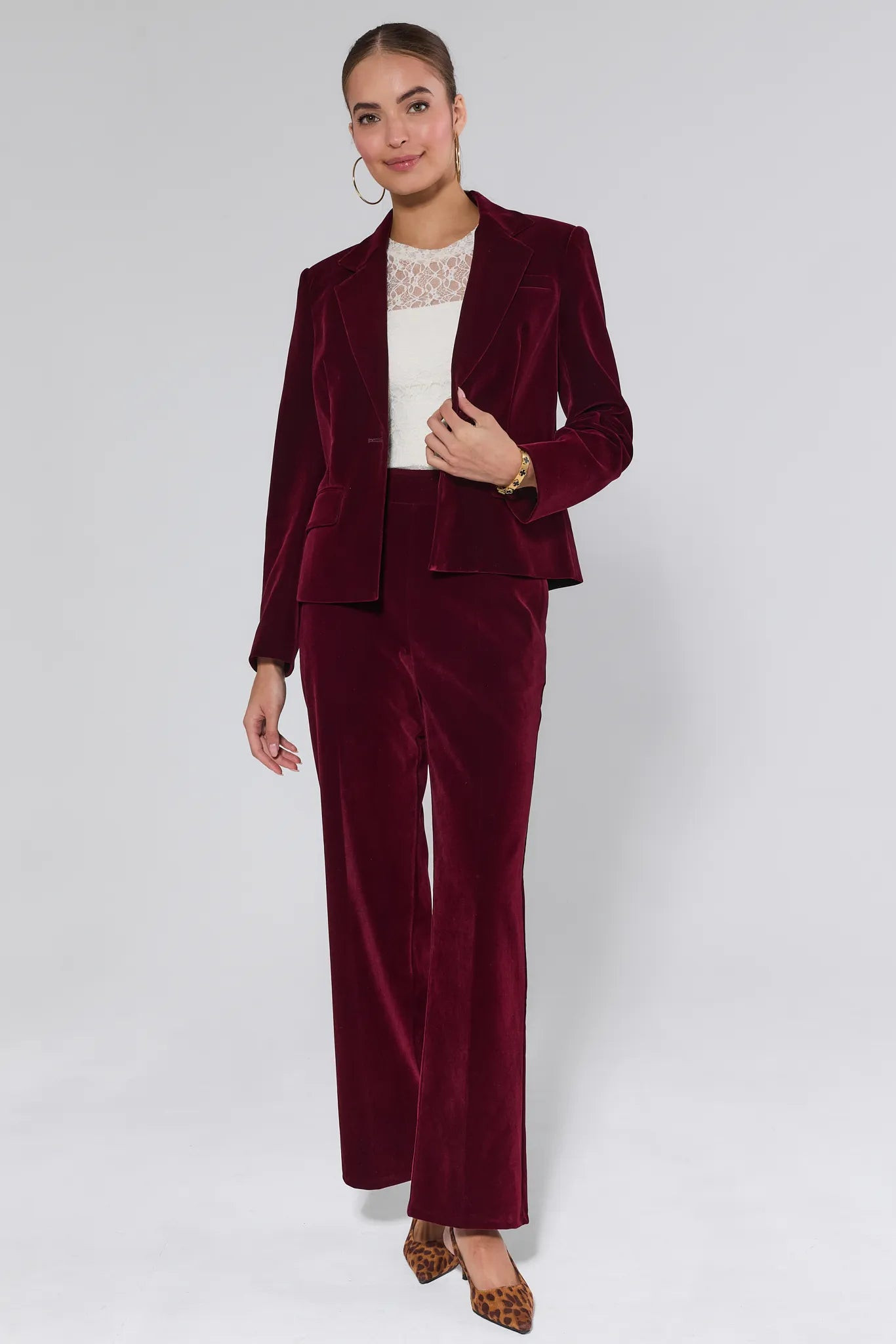 Evie Cranberry Velvet Blazer | Avara