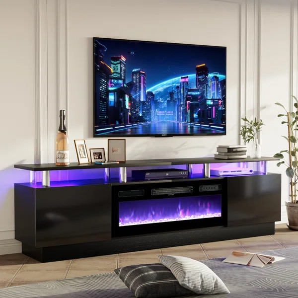 Keely 70'' TV Stand for TVs up to 80'' with Electric Fireplace and Adjustable Shelves | Wayfair North America