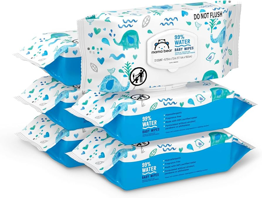 Amazon Brand - Mama Bear 99% Water Baby Wipes, Hypoallergenic, Fragrance Free, 432 Count (6 Packs... | Amazon (US)