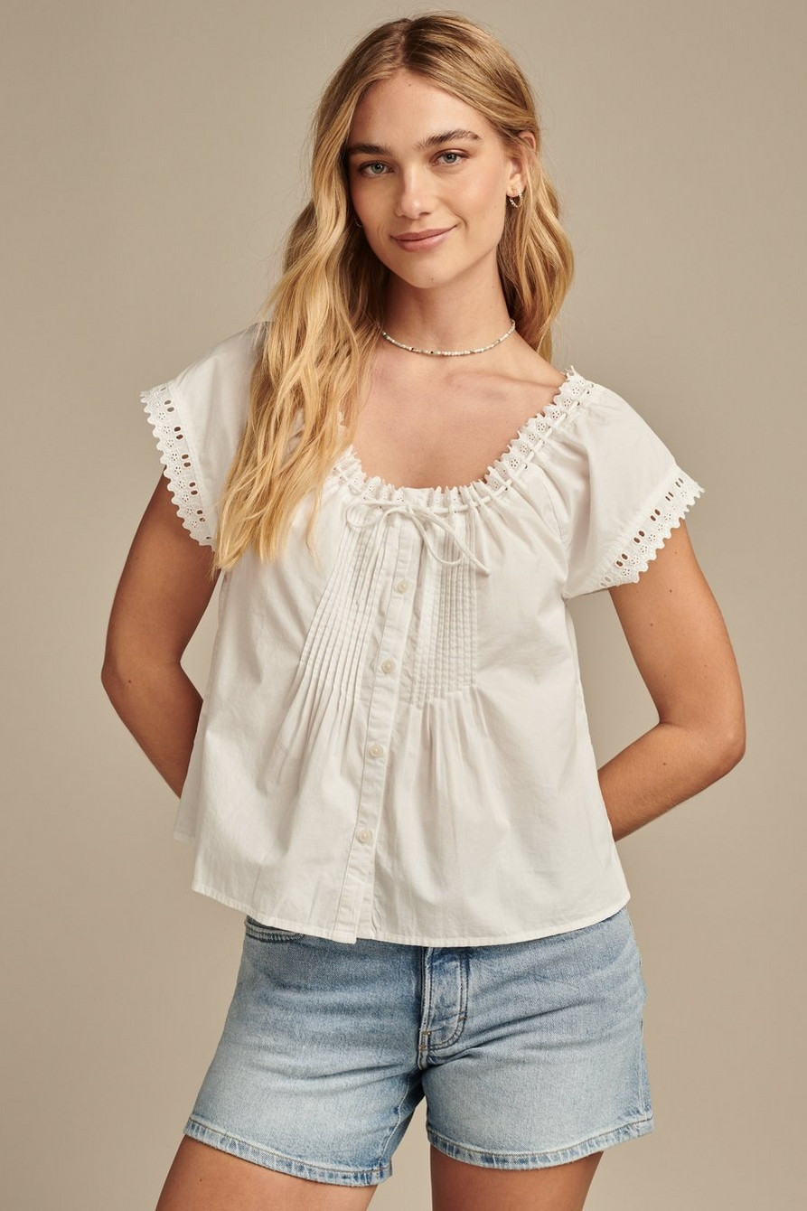 PINTUCK EYELET BLOUSE | Lucky Brand