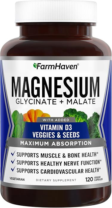 FarmHaven Magnesium Complex –Magnesium Glycinate & Malate w/Vitamin D3, 100% Chelated for Max A... | Amazon (US)
