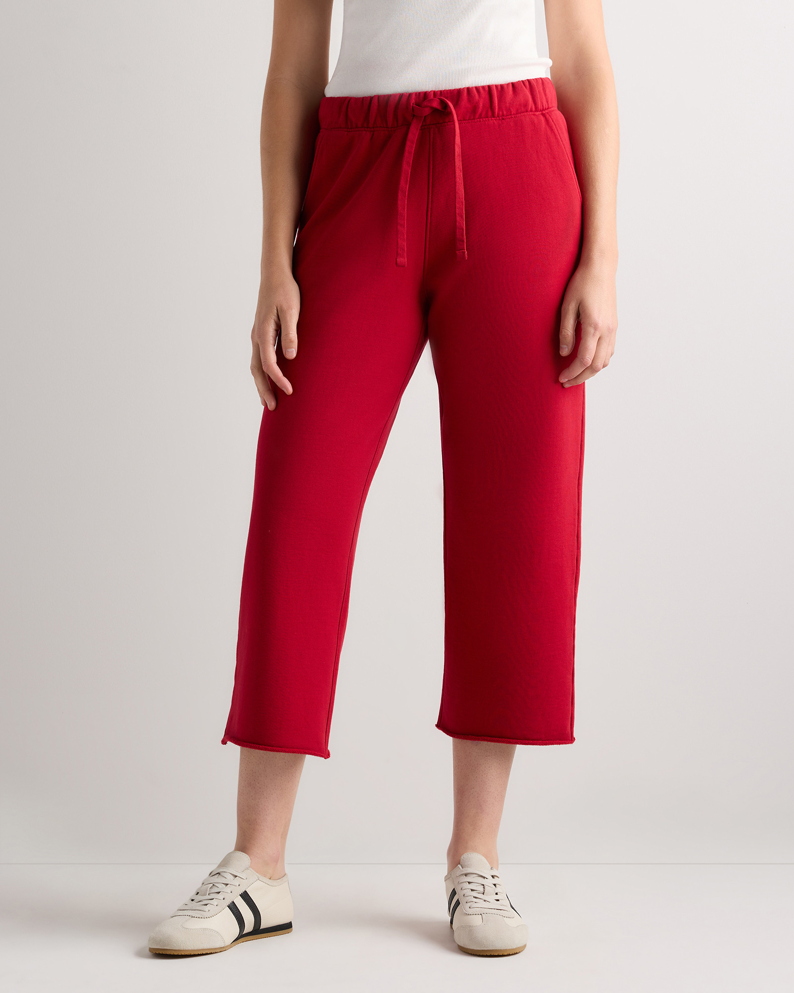 Quince | Women's Organic French Terry Cropped Wide Leg Pants in Classic White, Size XS, Organic Cotton | Quince