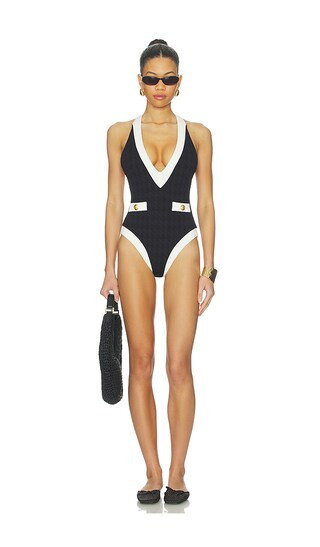 L'AGENCE Lisa One Piece Swimsuit in Black,White. - size S | Revolve Clothing (Global)