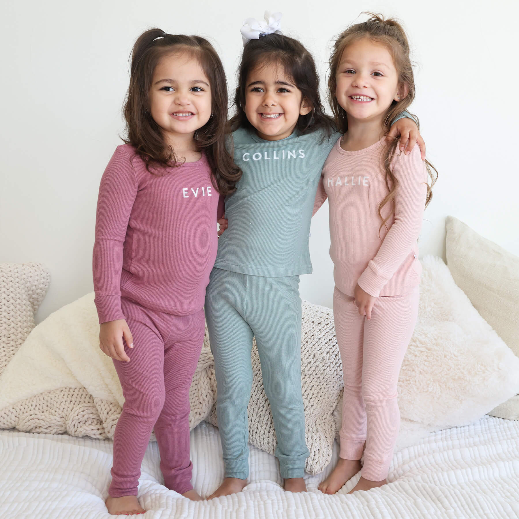 Bamboo Waffle Personalized Two Piece Pajama Sets | Caden Lane