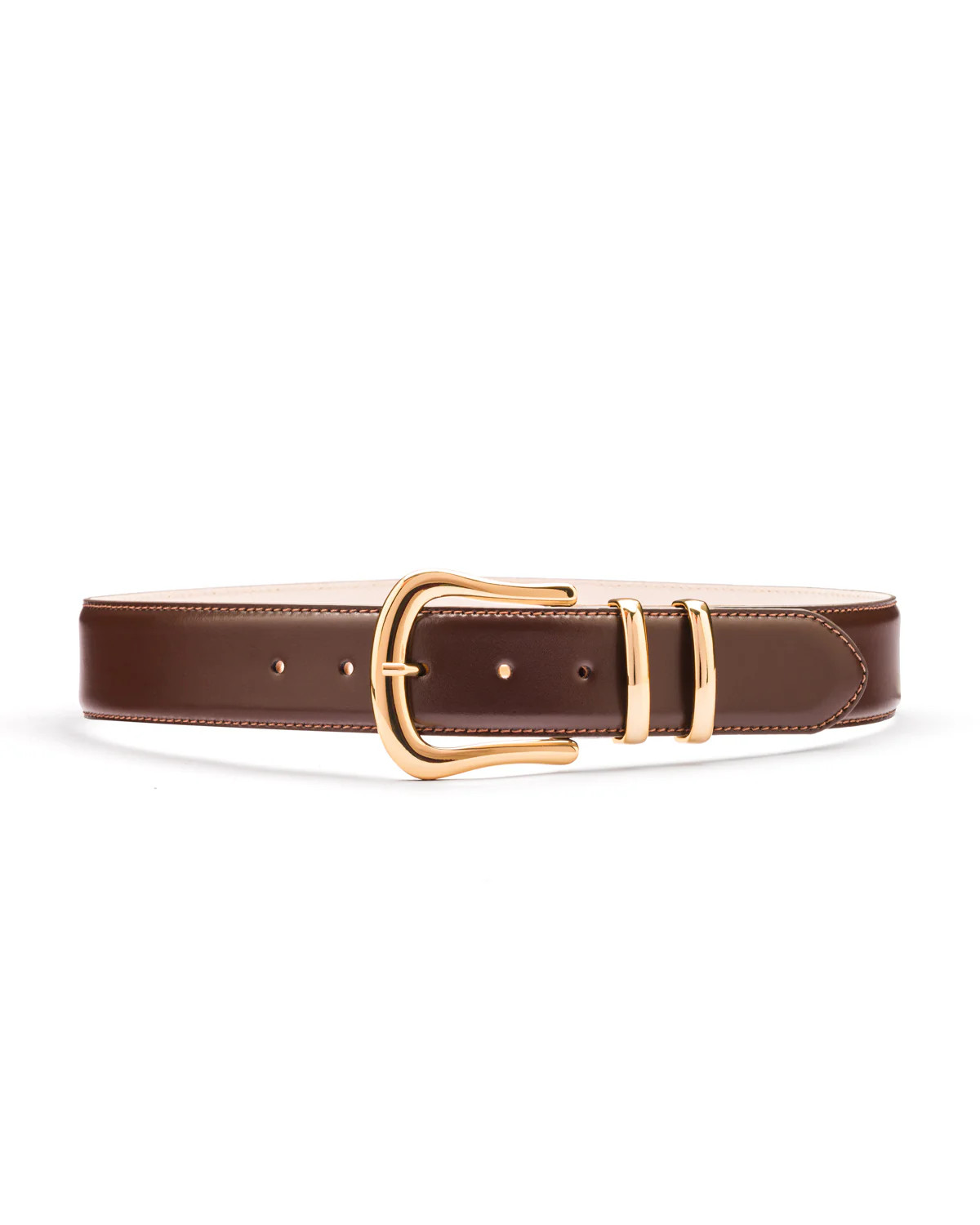 Marina gold buckle brown leather belt | Black & Brown London