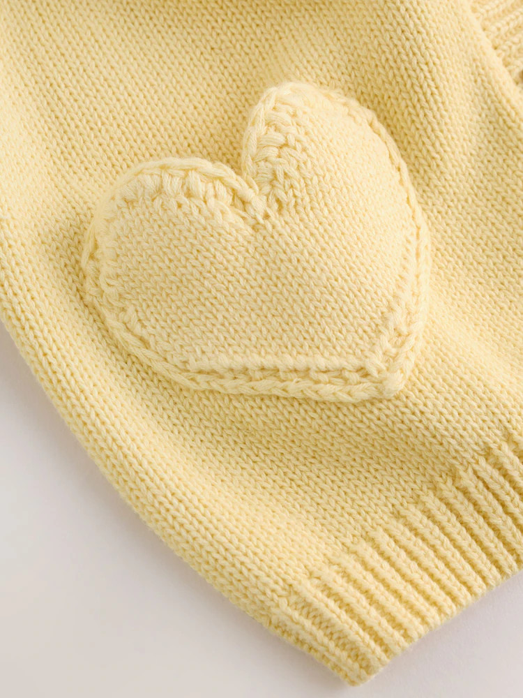 Yellow Heart Pocket Button Through Baby Cardigan (0mths-2yrs) | Next US