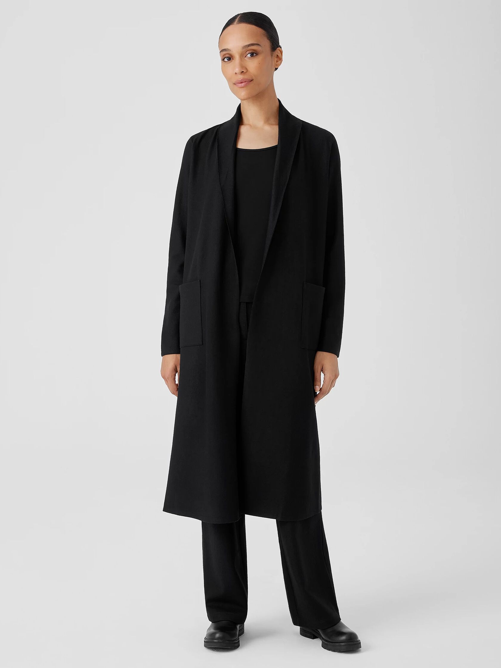 Boiled Wool Jersey High Collar Jacket | Eileen Fisher