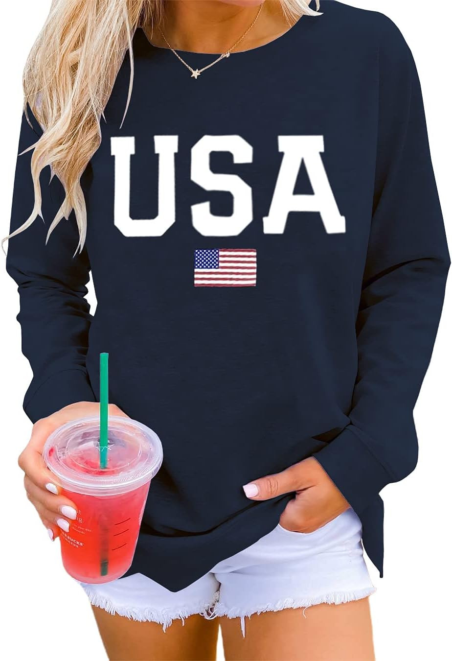 Dressmine Womens Casual Long Sleeve Graphic Tee Shirts Crew Neck Sweatshirts Pullover Tops for Women | Amazon (US)