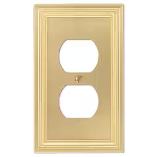 Hampton Bay Hallcrest 1 Gang Duplex Metal Wall Plate - Satin Brass 98DSBHB | The Home Depot