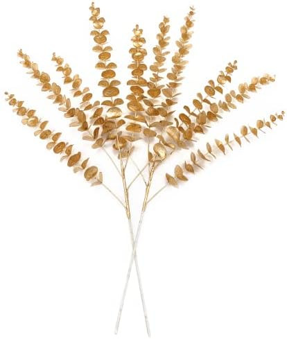 Artificial Golden Plants for Christmas Decoration Tall 30 Inch - 2 Pack, Faux Gold Eucalyptus Lea... | Amazon (US)