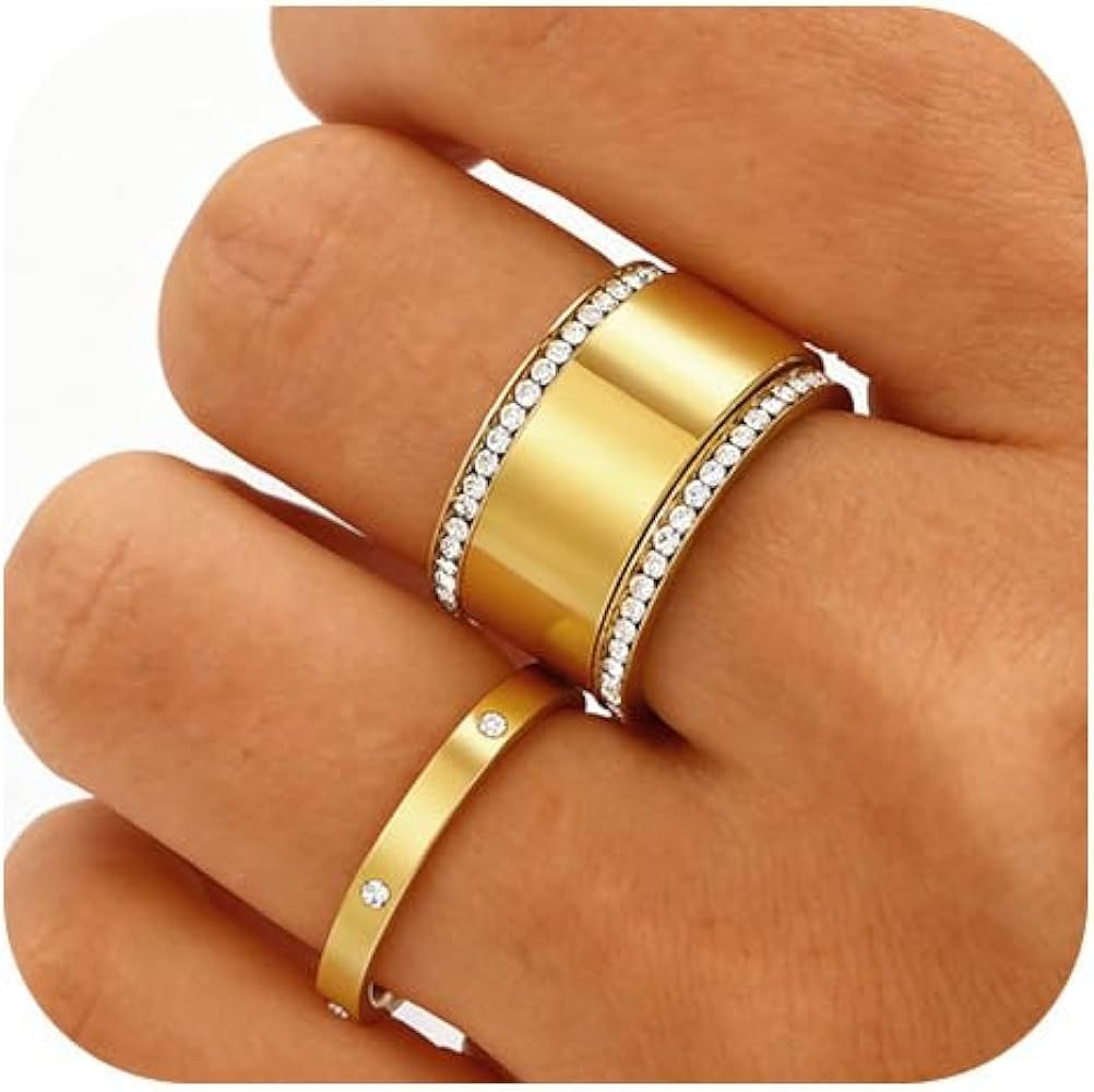 Emibele 3 Pack Stackable Rings for Oura Ring Gen 3/Oura Ring Gen 4, Stainless Steel No Tarnish St... | Amazon (US)