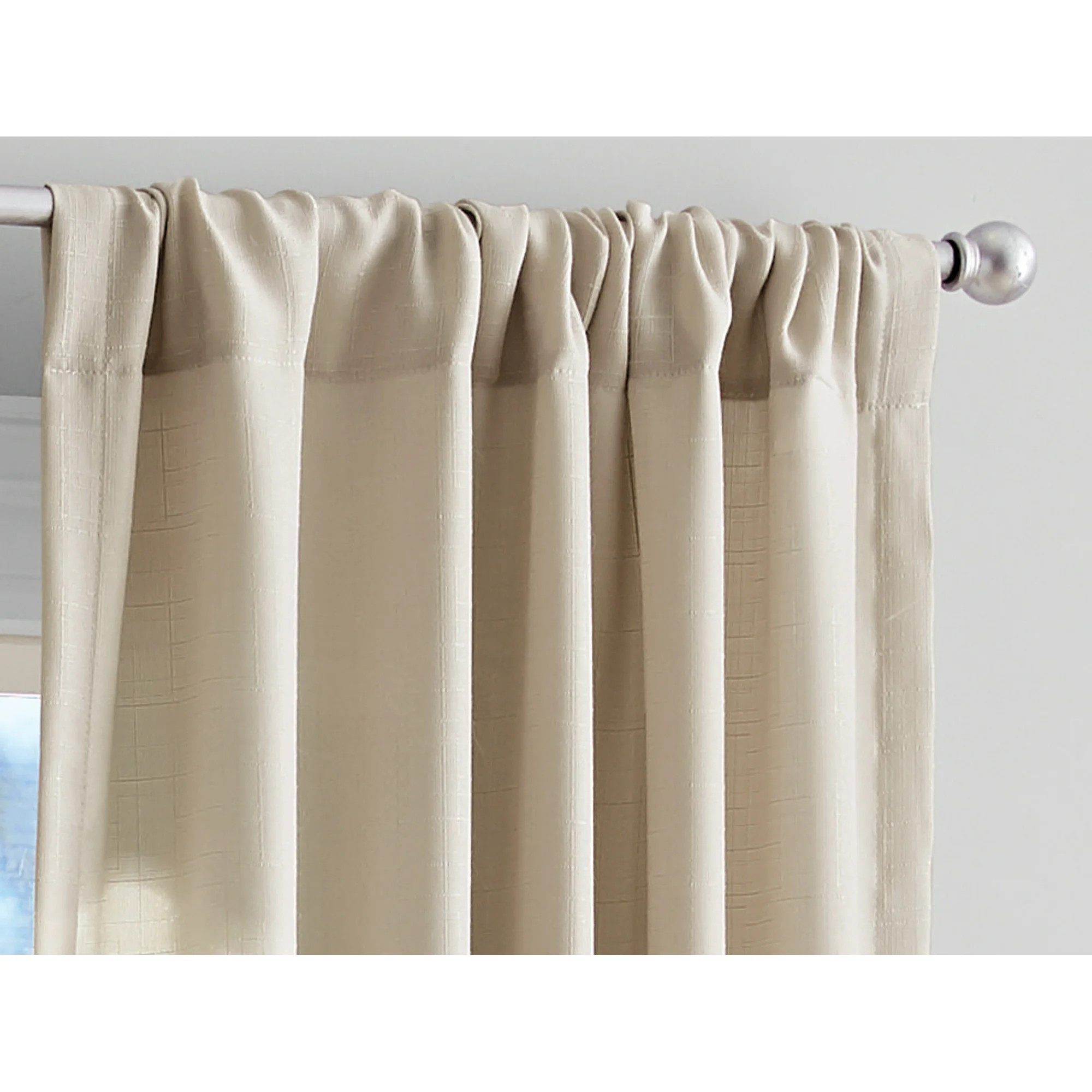 Mainstays Tille Solid Color Light Filtering Rod Pocket Curtain Panel Pair, Set of 2, Beige, 37 x ... | Walmart (US)