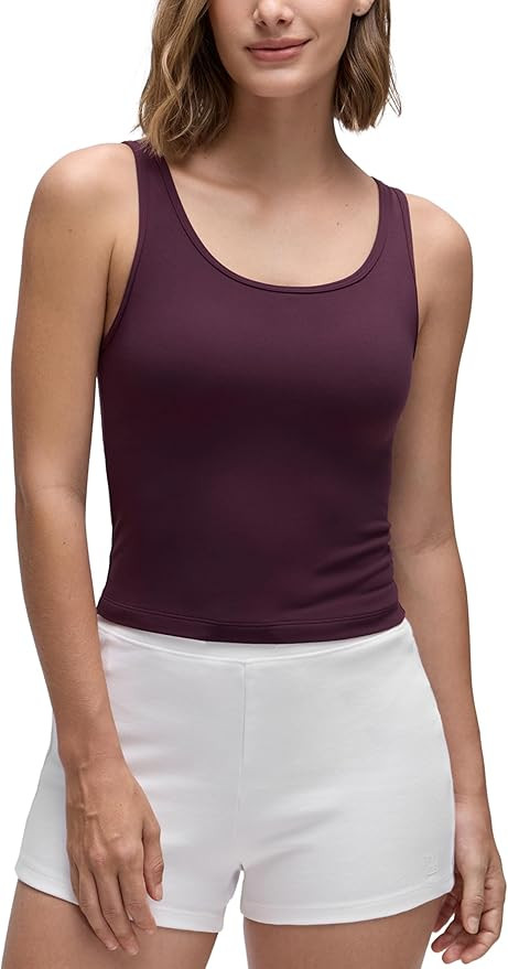 CRZ YOGA Butterluxe Double Lined Tank Tops for Women - Workout Casual Scoop Neck Racerback Crop S... | Amazon (US)