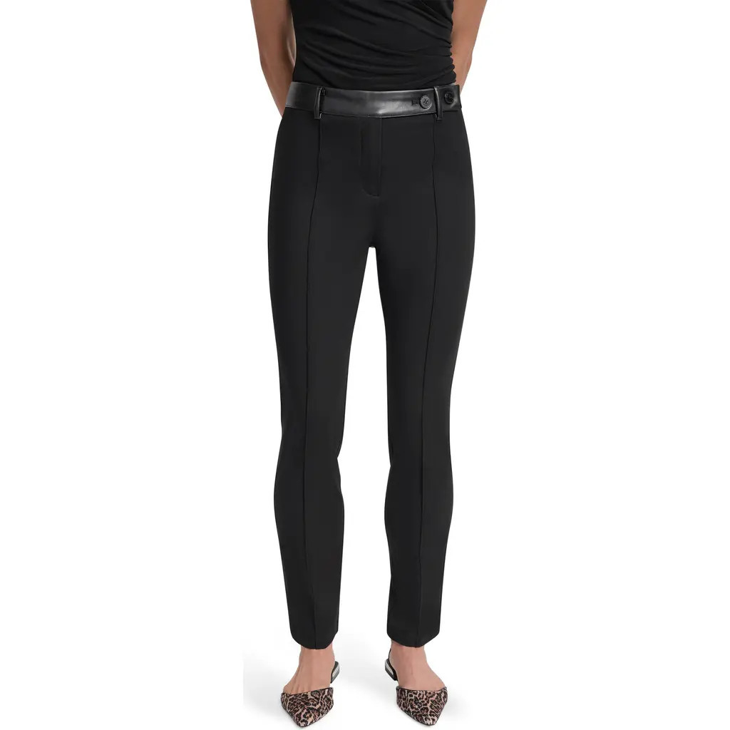 DKNY Faux Leather Trim Skinny Pants in Black at Nordstrom Rack, Size 10 | Nordstrom Rack