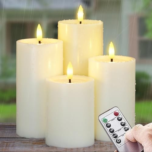 Yeelida Outdoor 4pcs Flameless Waterproof Candles with Handy Remote Control, Cycle Timer Battery ... | Amazon (US)