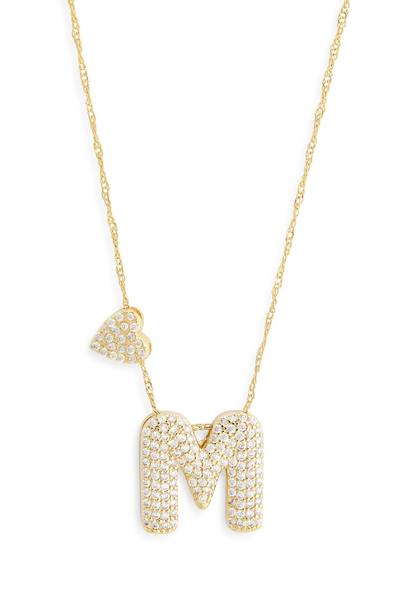 Cubic Zirconia Heart & Bubble Initial Pendant Necklace | Nordstrom Rack