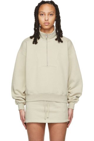 Beige 1/2 Zip Pullover Sweatshirt | SSENSE