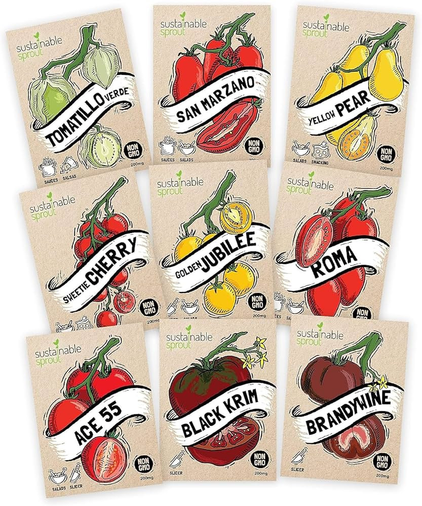 Tomato Seeds for Planting Variety 9 Pack-Cherry, Brandywine Beefsteak, Yellow Pear, Golden Jubile... | Amazon (US)