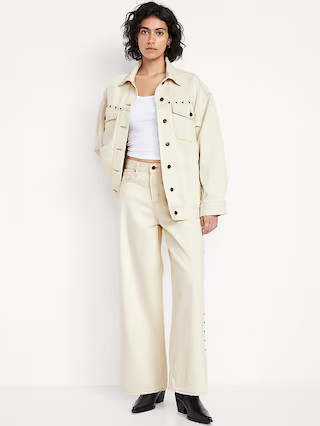 High-Waisted Baggy Wide-Leg Studded Jeans | Old Navy (US)