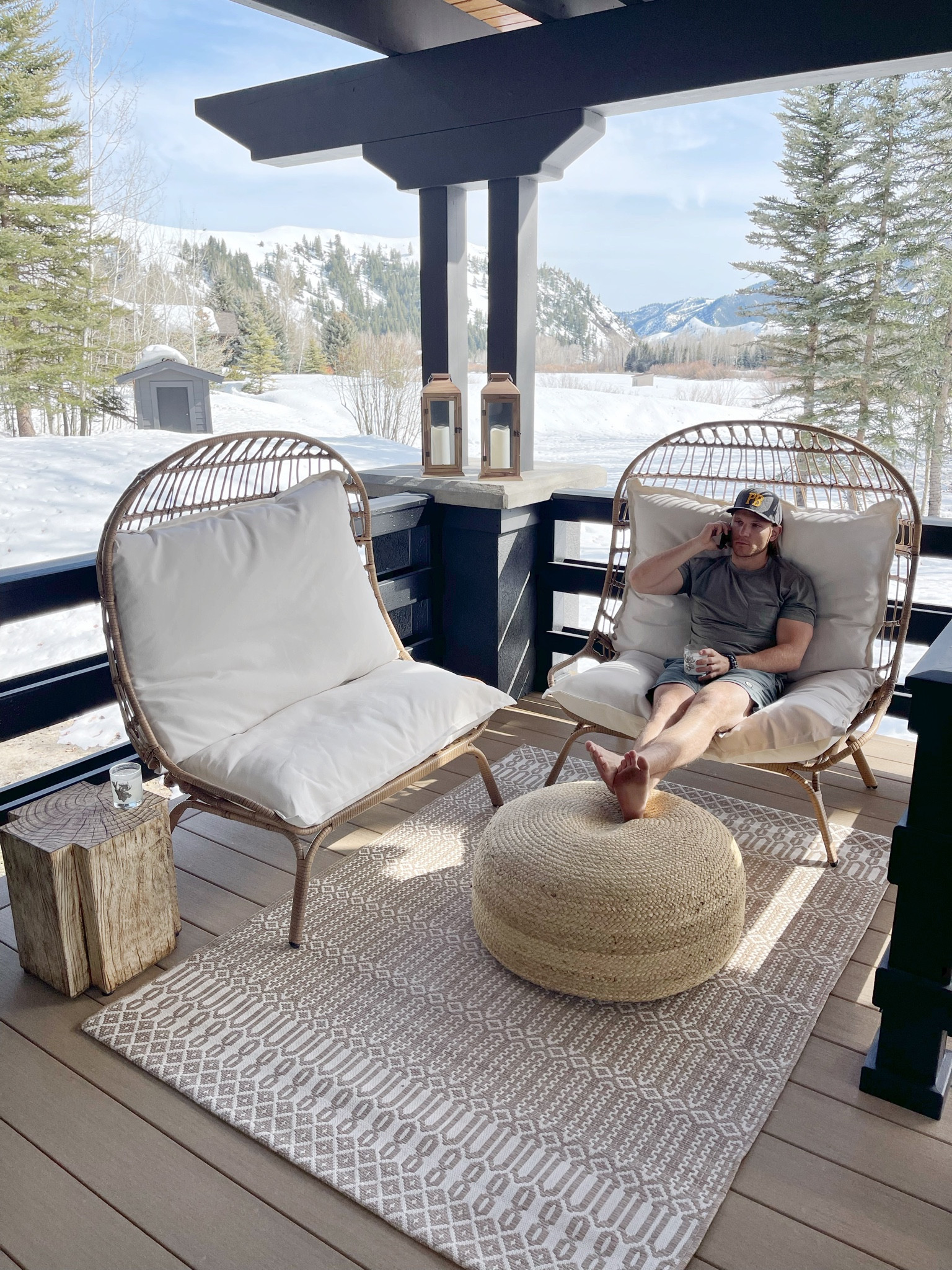 H O M E \ new outdoor patio setup! Oversized cuddle chairs from Walmart☺️☺️

Home decor
Deck
Rug 
Target 

#LTKSeasonal #LTKhome