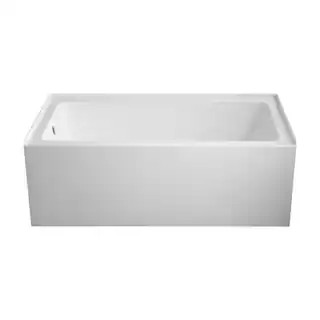 60 in. x 32 in. Acrylic Alcove Skirt Soaking Bathtub with Left Overflow and Drain in White/Titani... | The Home Depot