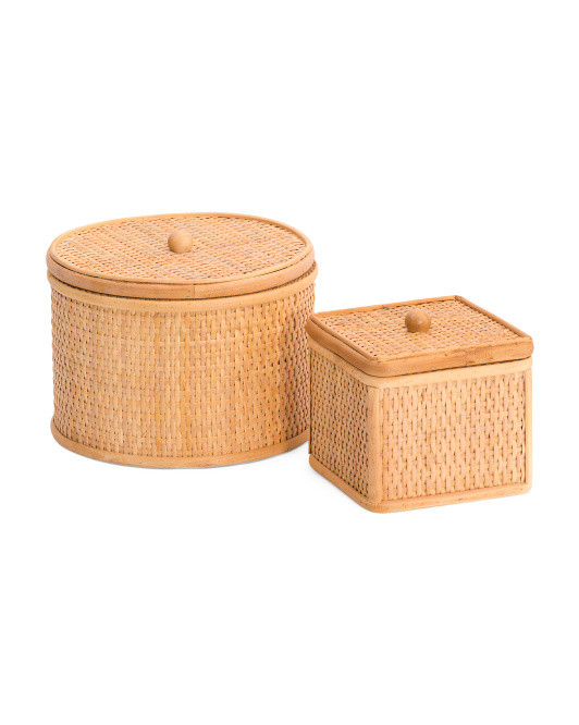 Set Of 2 Rattan Boxes | TJ Maxx