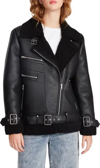 Steve Madden Quinn Faux Shearling Lined Moto Jacket | Nordstrom | Nordstrom