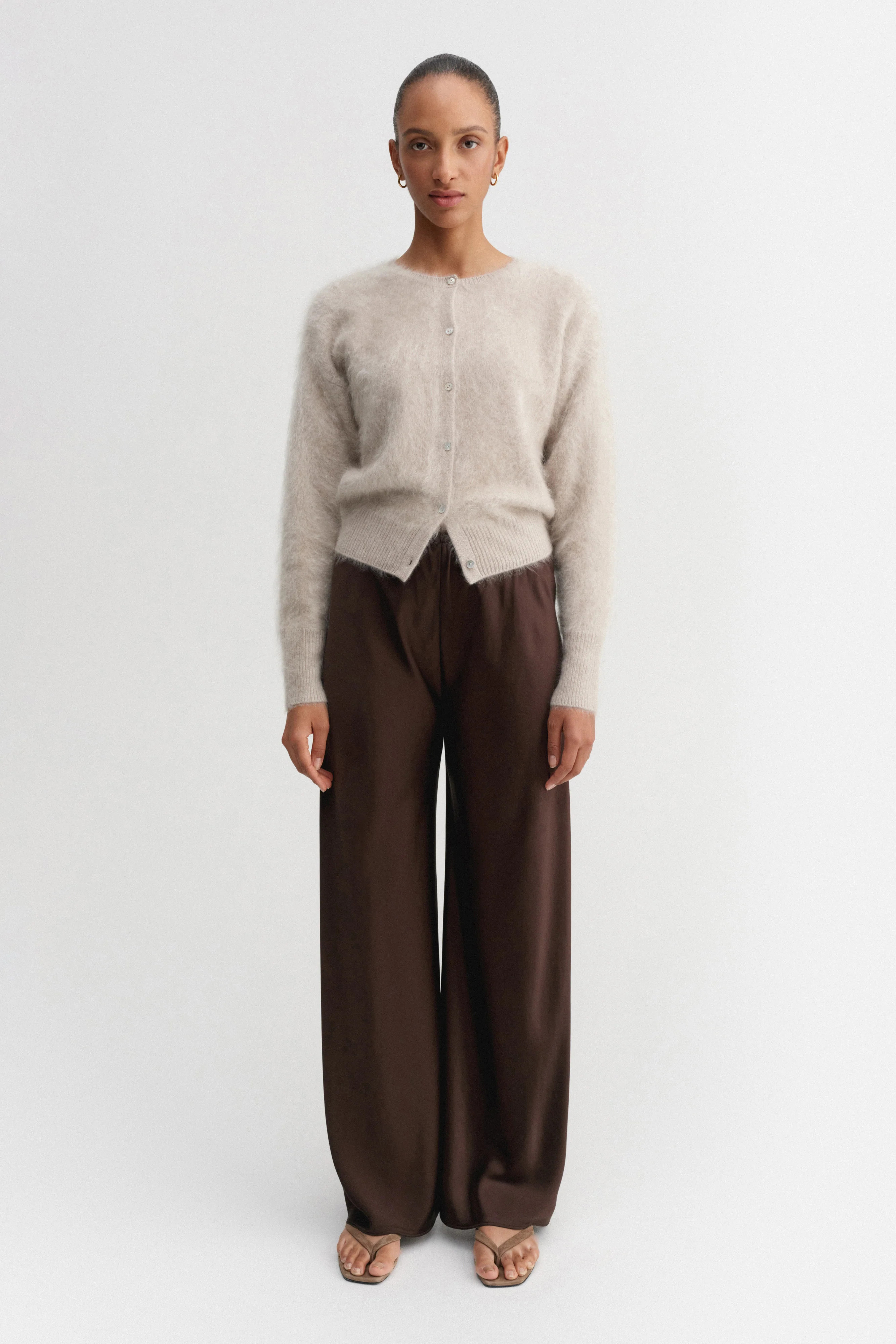 Coco Brushed Cardigan, taupe | Almada Label