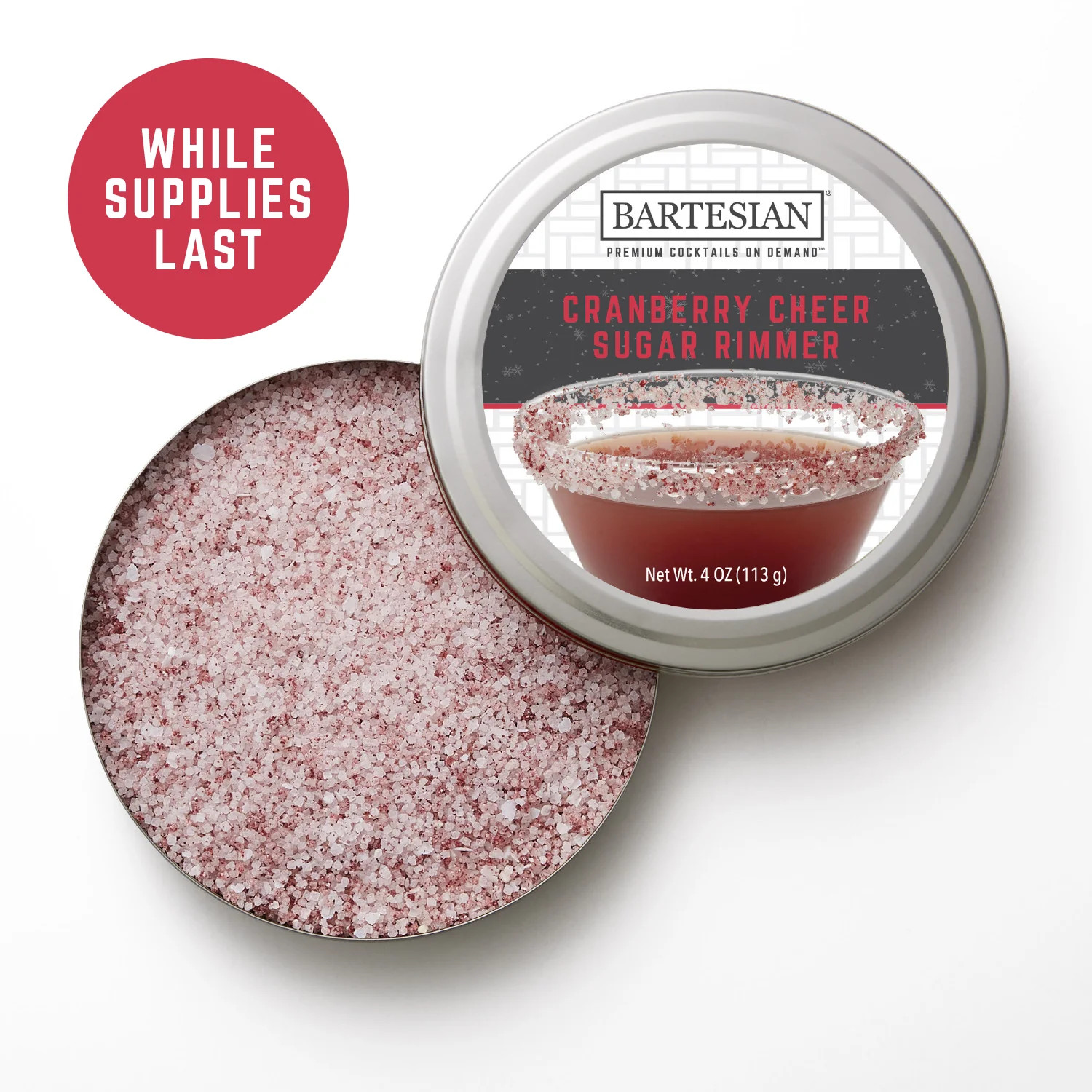 Cranberry Cheer Sugar Cocktail Drink Rimmer | Bartesian