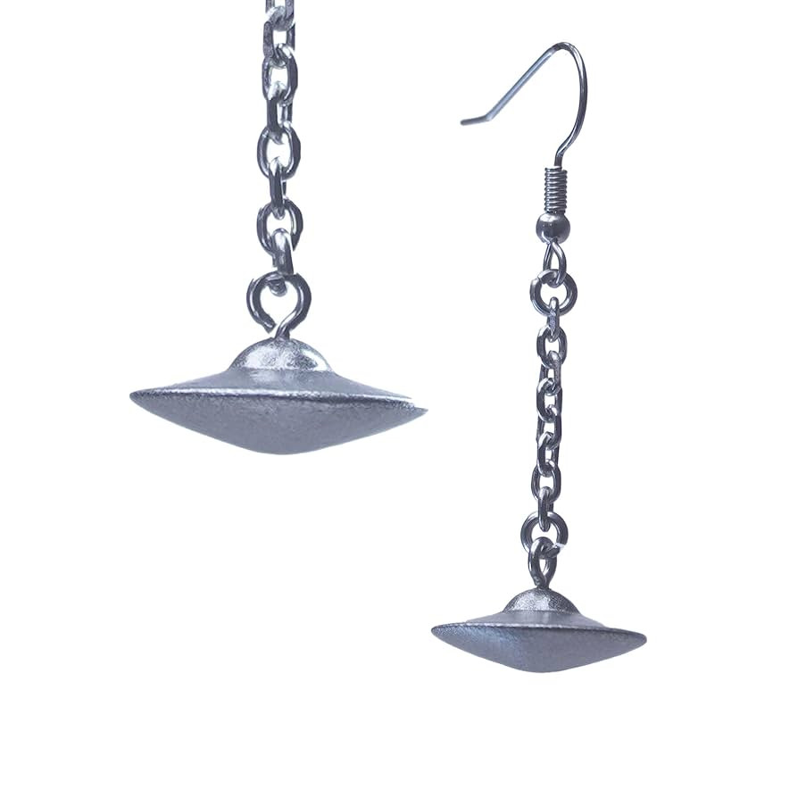 Flying Saucer UFO or UAP Drop Earrings - Lightweight, Hypoallergenic Stainless Steel || Sci-Fi Ex... | Amazon (US)