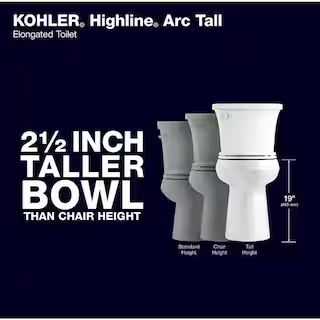 KOHLER Extra Tall Highline Arc Complete Solution 2-piece 1.28 GPF Single Flush Elongated Toilet i... | The Home Depot