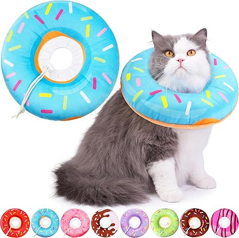 Cat Cone Collar Soft, Cat Recovery Collar for Wound Healing Cute Cat Donut Adjustable Cat Cones t... | Amazon (US)
