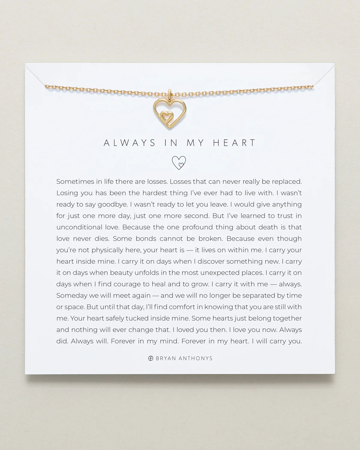 Always In My Heart Dainty Memorial Necklace | Bryan Anthonys | Bryan Anthonys