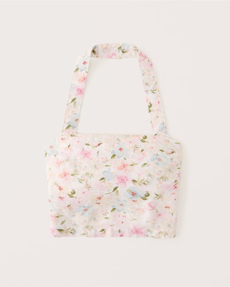 Women's Wide Strap Halter Linen-Blend Set Top | Women's Tops | Abercrombie.com | Abercrombie & Fitch (US)