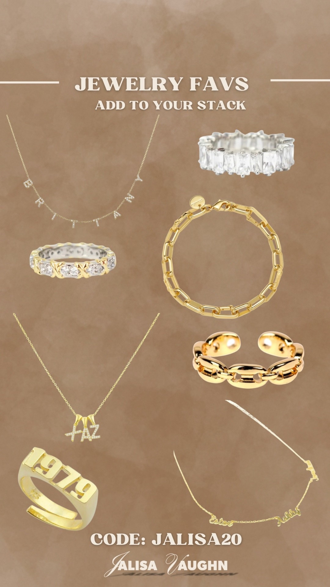 Add these jewelry finds to your stack! 
Use code: JALISA20 