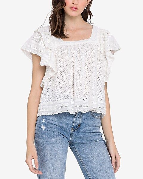 English Factory Square Neck Eyelet Lace Top | Express