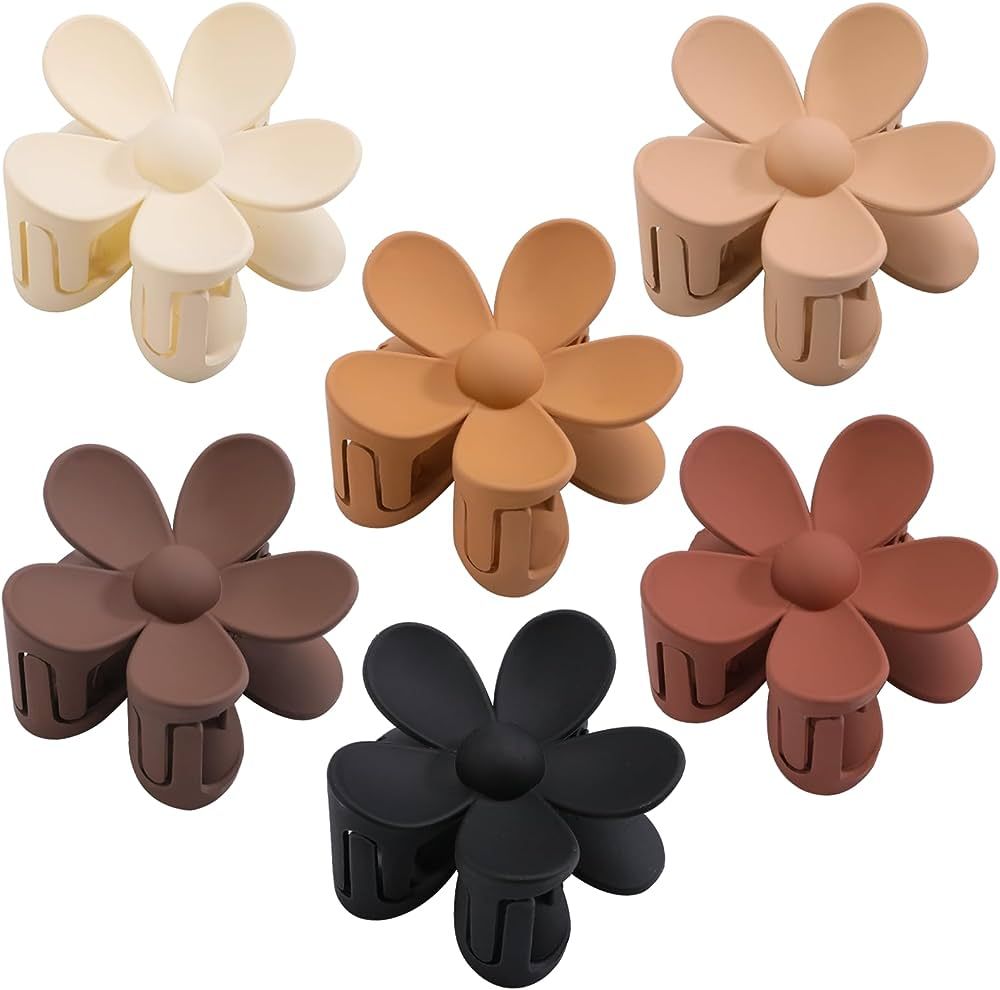 6PCS Flower Hair Clips, Matte Claw Clips for Women, Flower Clips for Thick Thin Hair, Large Daisy... | Amazon (US)