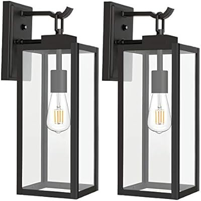 Outdoor Wall Lantern with Dusk to Dawn Photocell, LED Bulb Included, Matte Black Wall Light Fixtu... | Amazon (US)